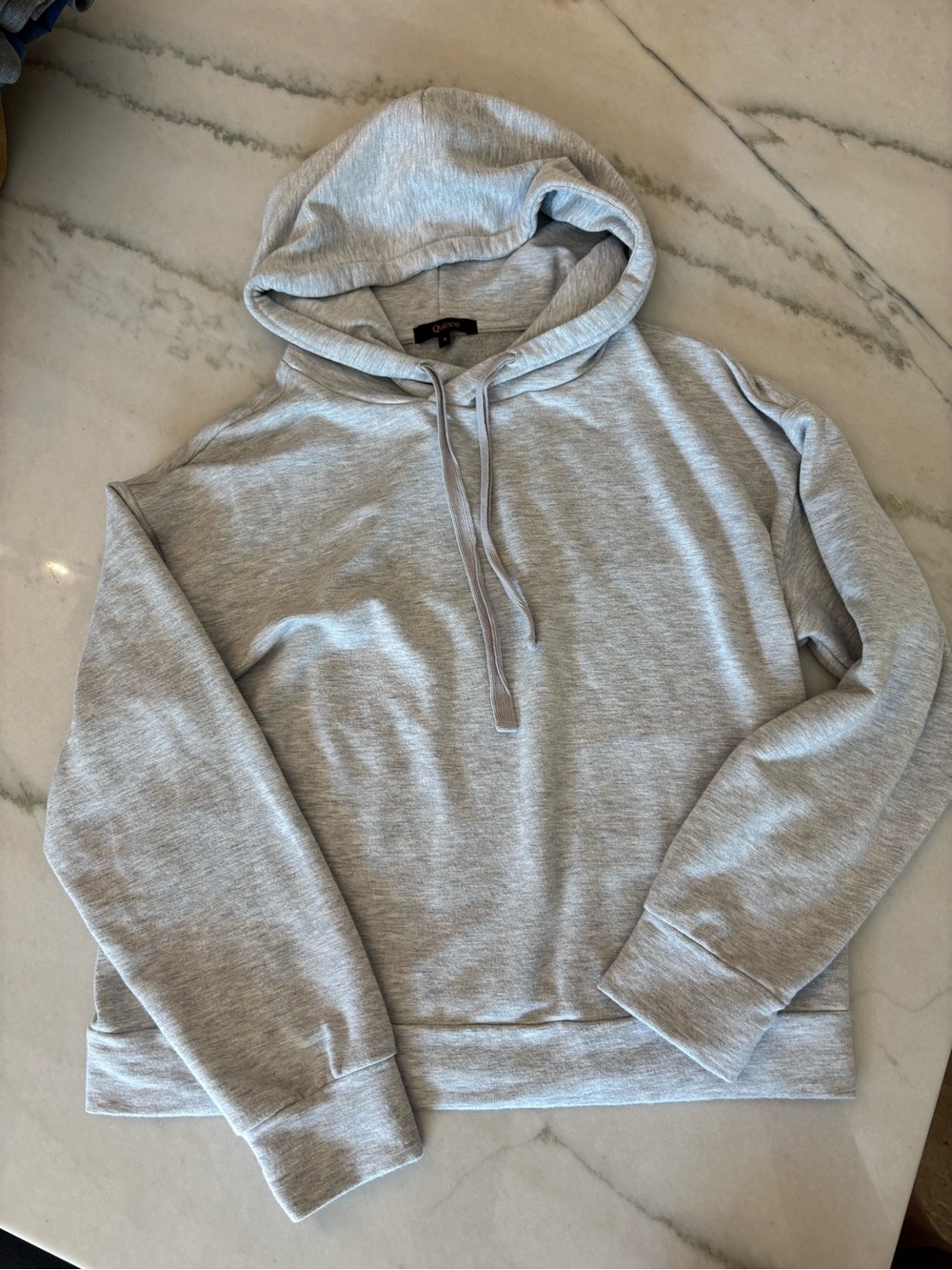 Quince Supersoft Fleece Pullover Hoodie Heather Grey Cozy Fall Sz S